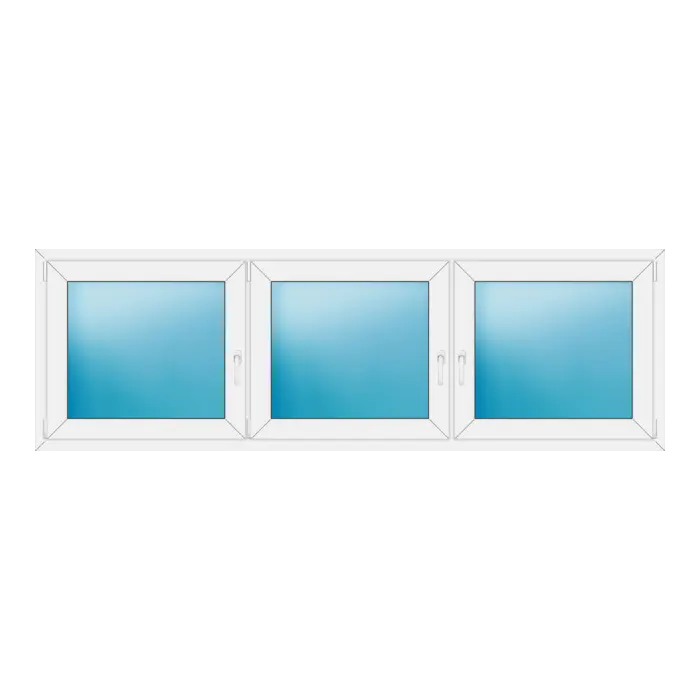 Dreiflügeliges Kunststofffenster 250x80 cm Weiß