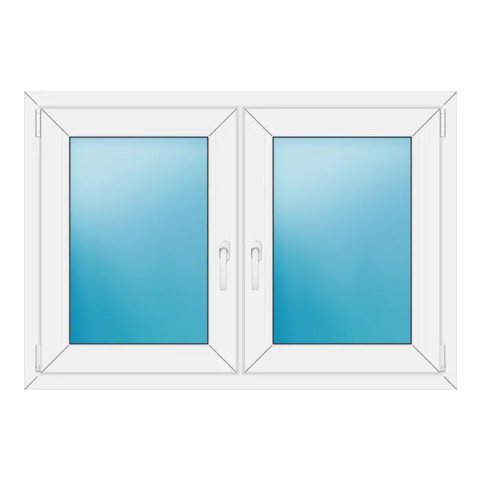 Zweiflügeliges Kunststofffenster 122x84 cm Weiß