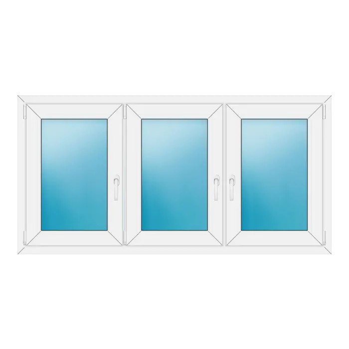 Dreiflügeliges Kunststofffenster 170x86 cm Weiß