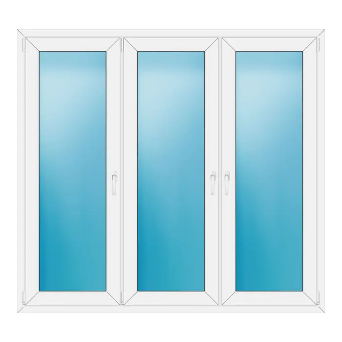 Dreiflügeliges Kunststofffenster 180x166 cm Weiß