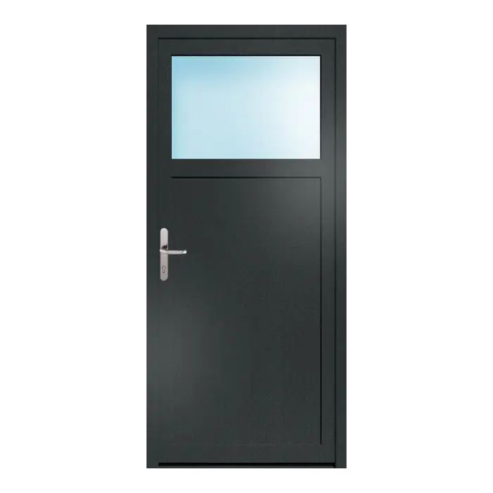 Nebeneingangstür 90x200 cm 1/3 Glas Anthrazit genarbt