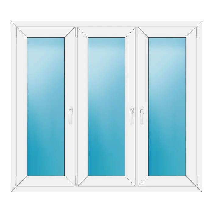 Dreiflügeliges Kunststofffenster 150x134 cm Weiß