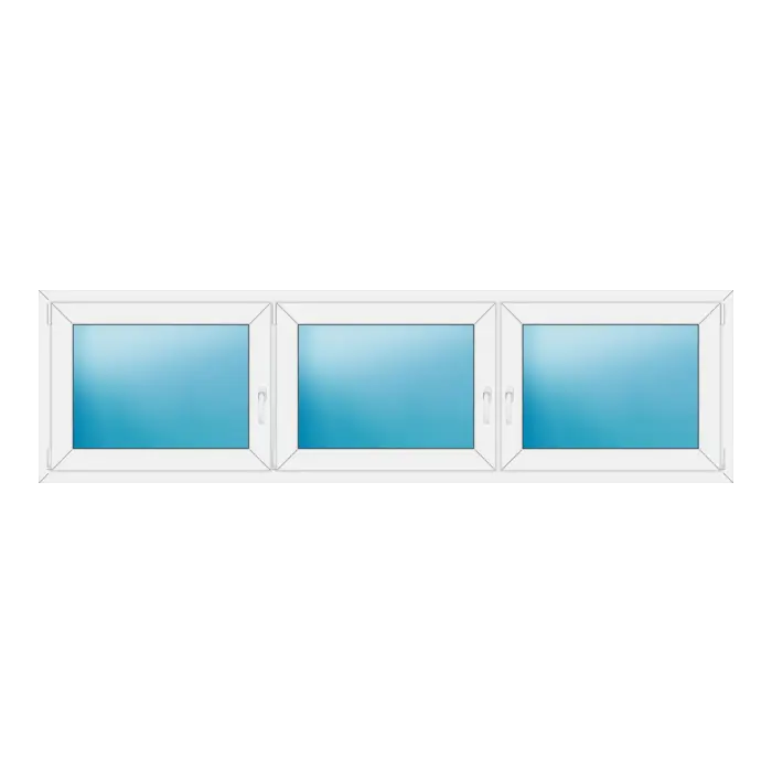 Dreiflügeliges Kunststofffenster 260x72 cm Weiß