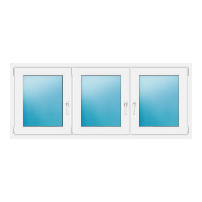 Dreiflügeliges Kunststofffenster 180x76 cm Weiß