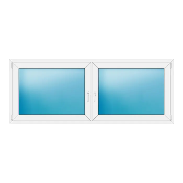 Zweiflügeliges Kunststofffenster 222x88 cm Weiß