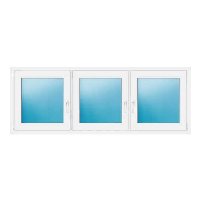 Dreiflügeliges Kunststofffenster 203x76 cm Weiß