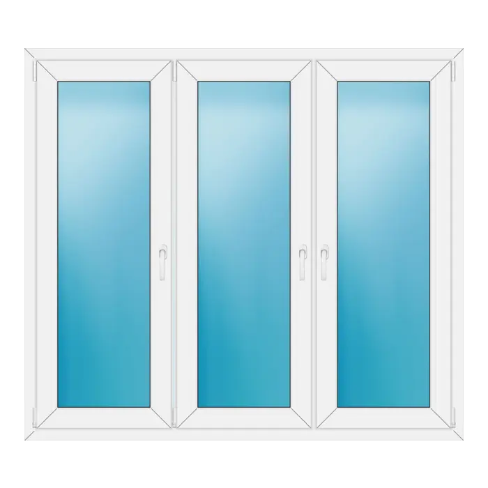 Dreiflügeliges Kunststofffenster 170x152 cm Weiß