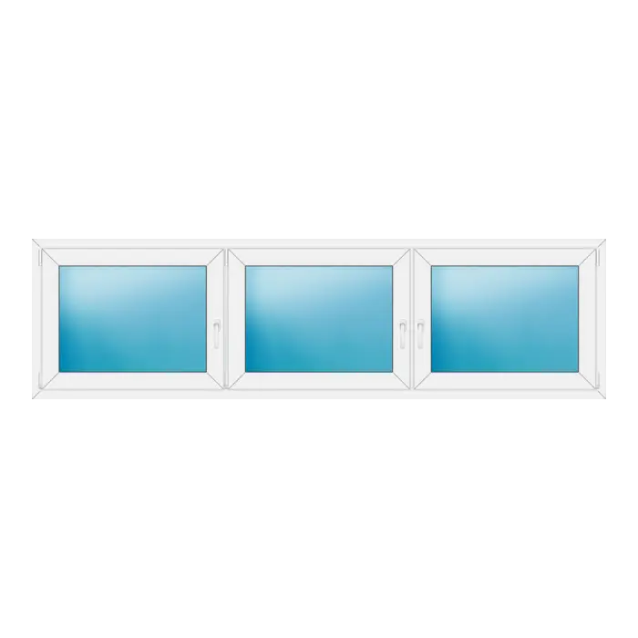 Dreiflügeliges Kunststofffenster 272x76 cm Weiß