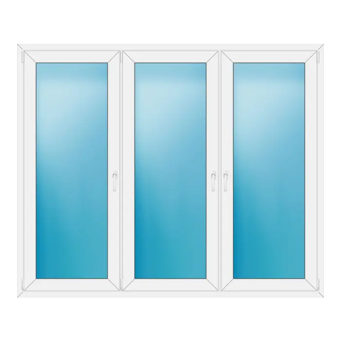 Dreiflügeliges Kunststofffenster 208x172 cm Weiß