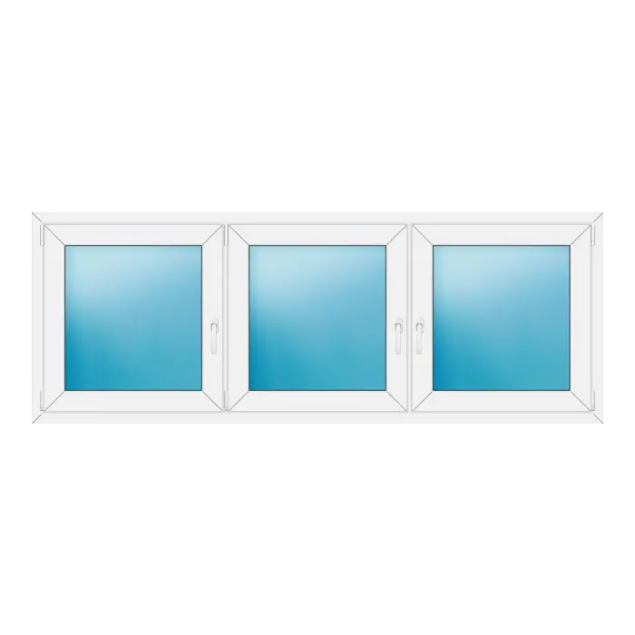 Dreiflügeliges Kunststofffenster 222x82 cm Weiß