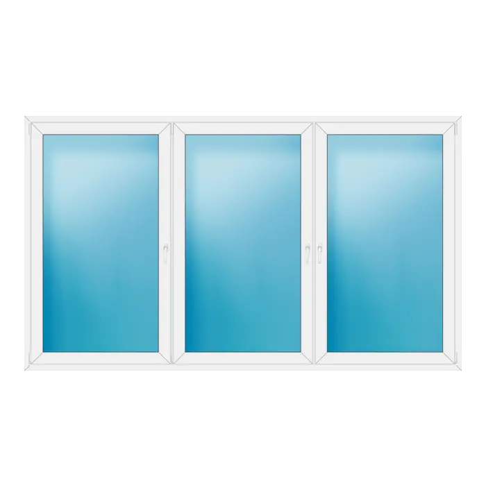 Dreiflügeliges Kunststofffenster 302x176 cm Weiß