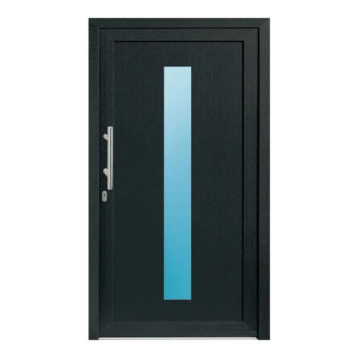 Haustür Kunststoff 114,5x203,5 cm Neptun Anthrazitgrau genarbt