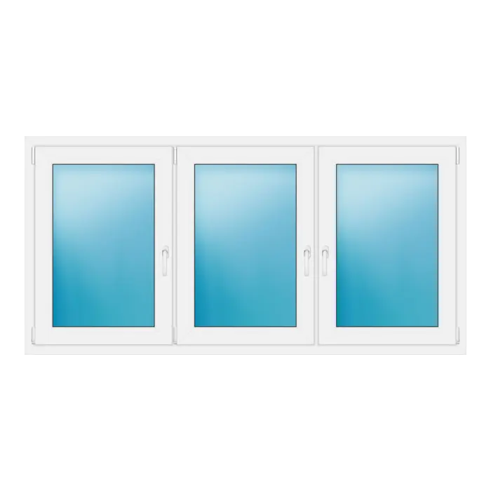 Dreiflügeliges Kunststofffenster 202x100 cm Weiß