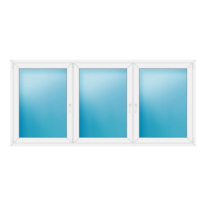 Dreiflügeliges Kunststofffenster 270x126 cm Weiß