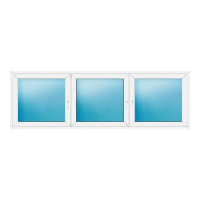 Dreiflügeliges Kunststofffenster 296x96 cm Weiß