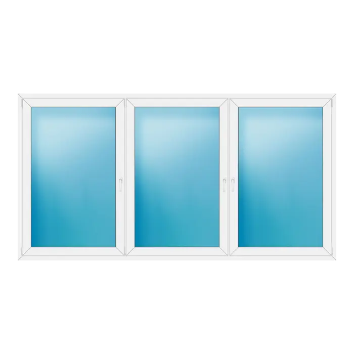 Dreiflügeliges Kunststofffenster 306x160 cm Weiß