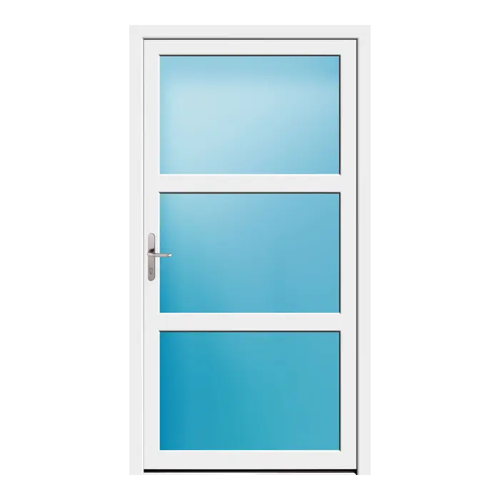 Nebeneingangstür 120x224 cm 3-teilig Glas Weiß