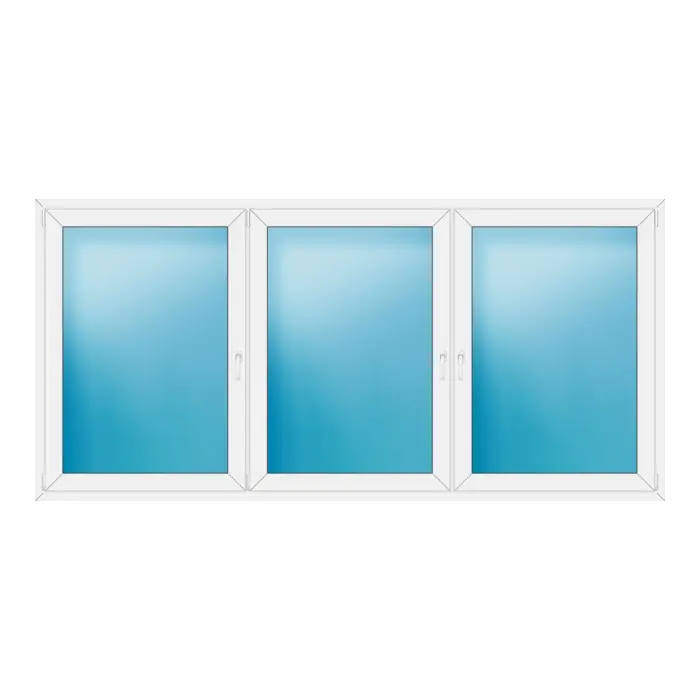 Dreiflügeliges Kunststofffenster 292x140 cm Weiß