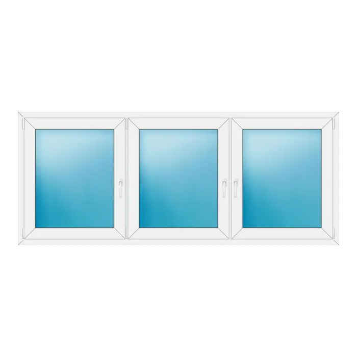 Dreiflügeliges Kunststofffenster 236x98 cm Weiß