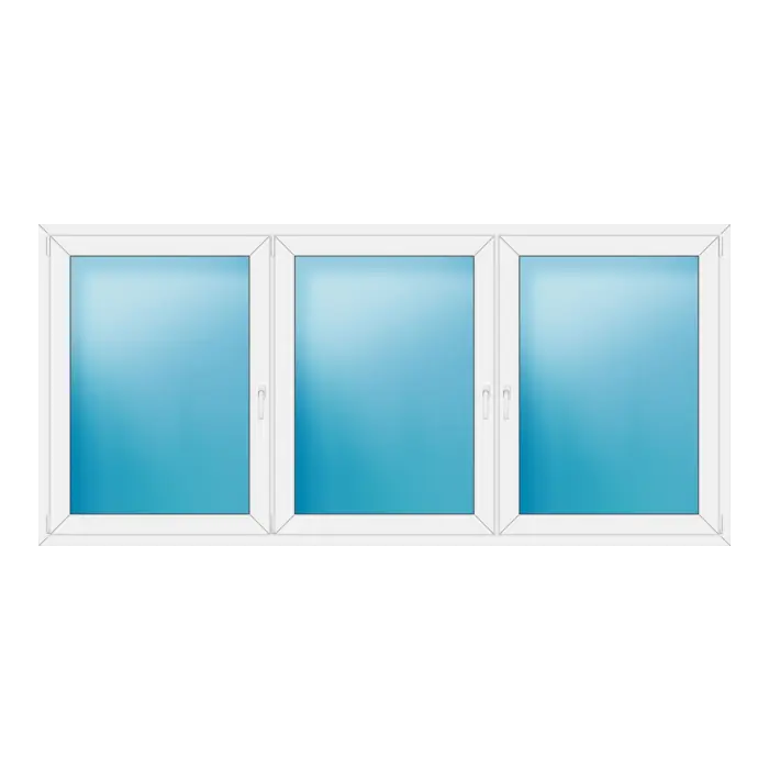 Dreiflügeliges Kunststofffenster 280x130 cm Weiß