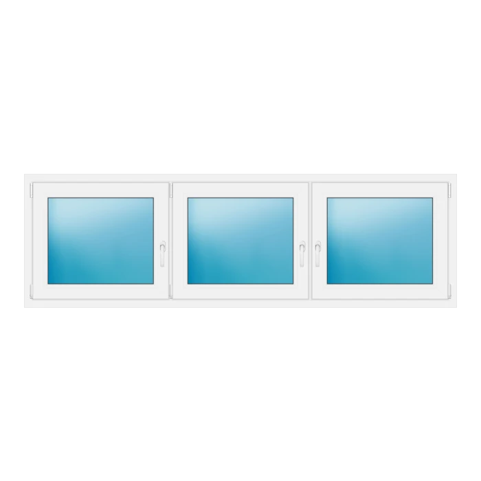 Dreiflügeliges Kunststofffenster 233x72 cm Weiß