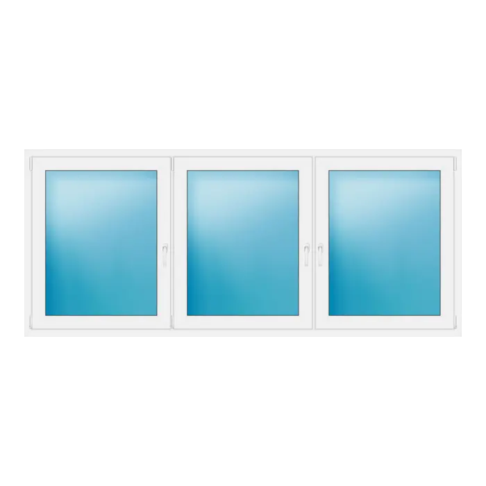 Dreiflügeliges Kunststofffenster 265x113,5 cm Weiß