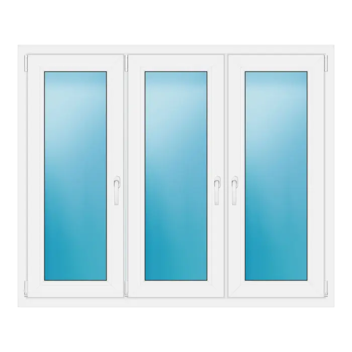 Dreiflügeliges Kunststofffenster 152x126 cm Weiß