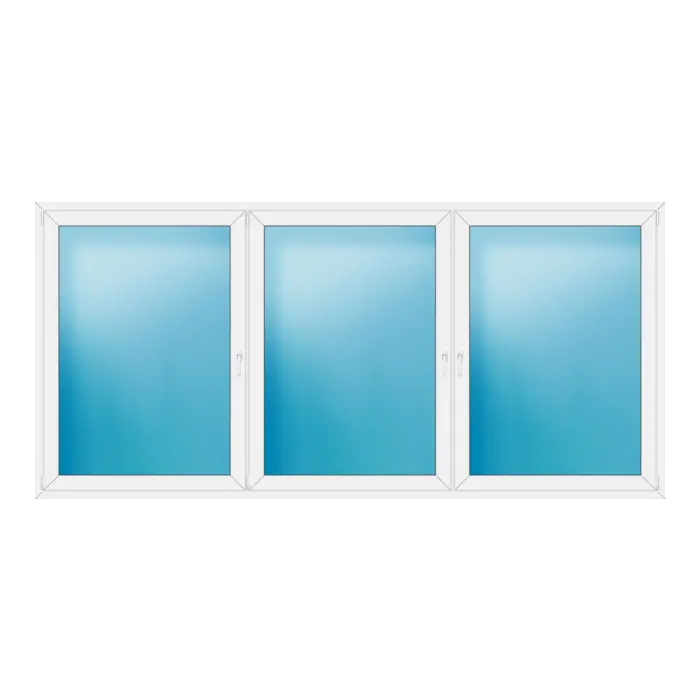 Dreiflügeliges Kunststofffenster 340x160 cm Weiß
