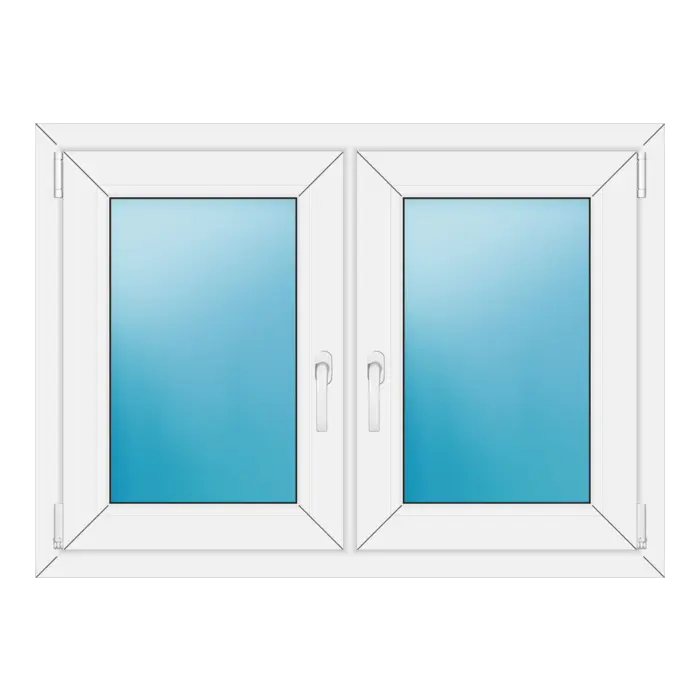 Zweiflügeliges Kunststofffenster 108x78 cm Weiß