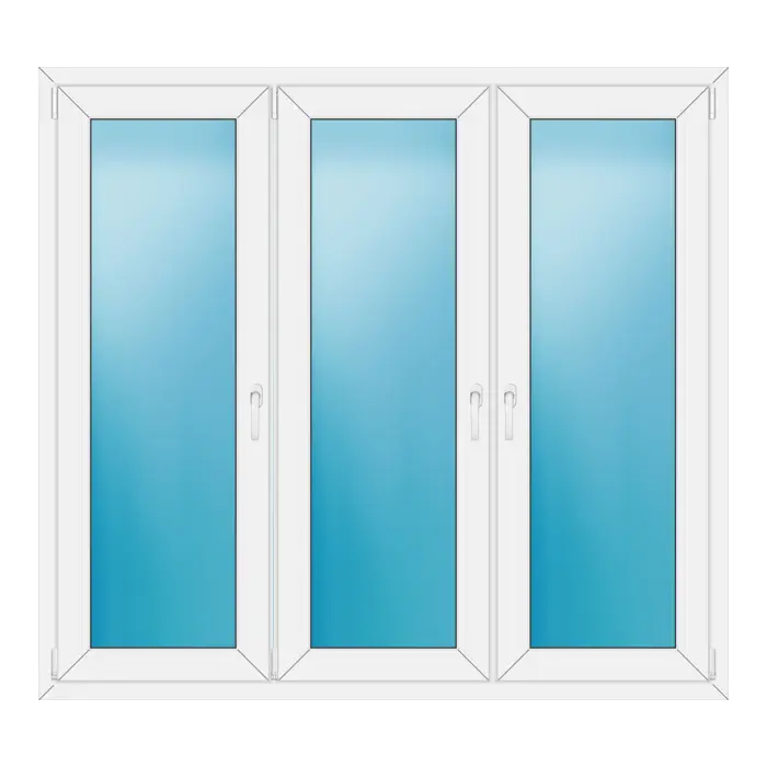 Dreiflügeliges Kunststofffenster 170x156 cm Weiß