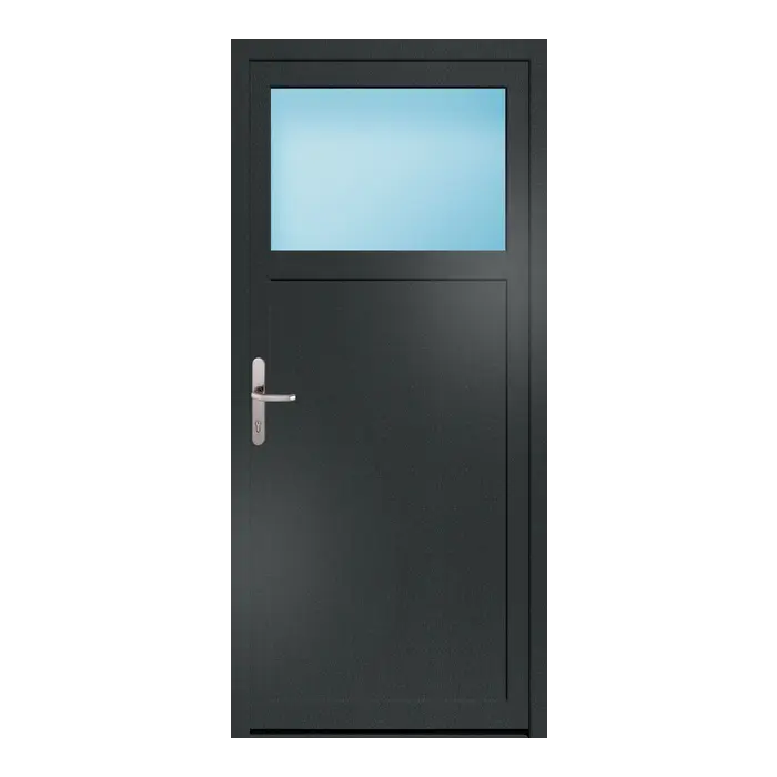 Nebeneingangstür 86x190 cm 1/3 Glas Anthrazit genarbt