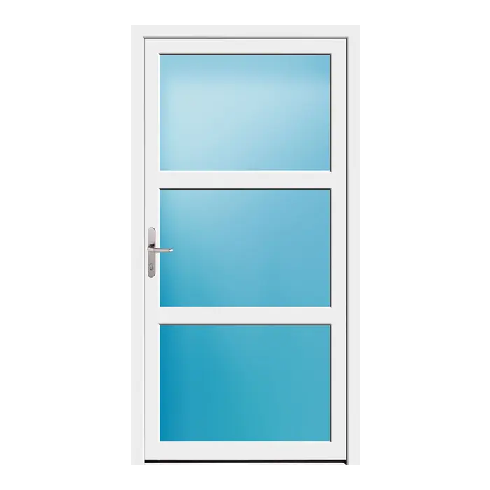 Nebeneingangstür 108x208 cm 3-teilig Glas Weiß
