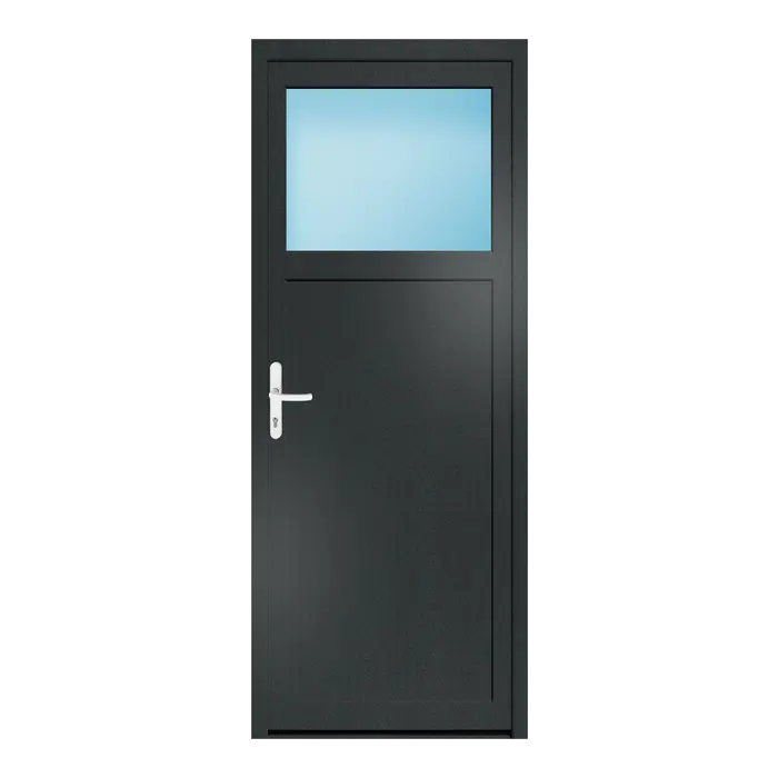 Nebeneingangstür 86x218 cm 1/3 Glas Anthrazitgrau genarbt
