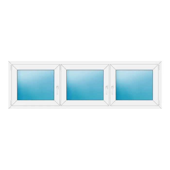 Dreiflügeliges Kunststofffenster 226x70 cm Weiß