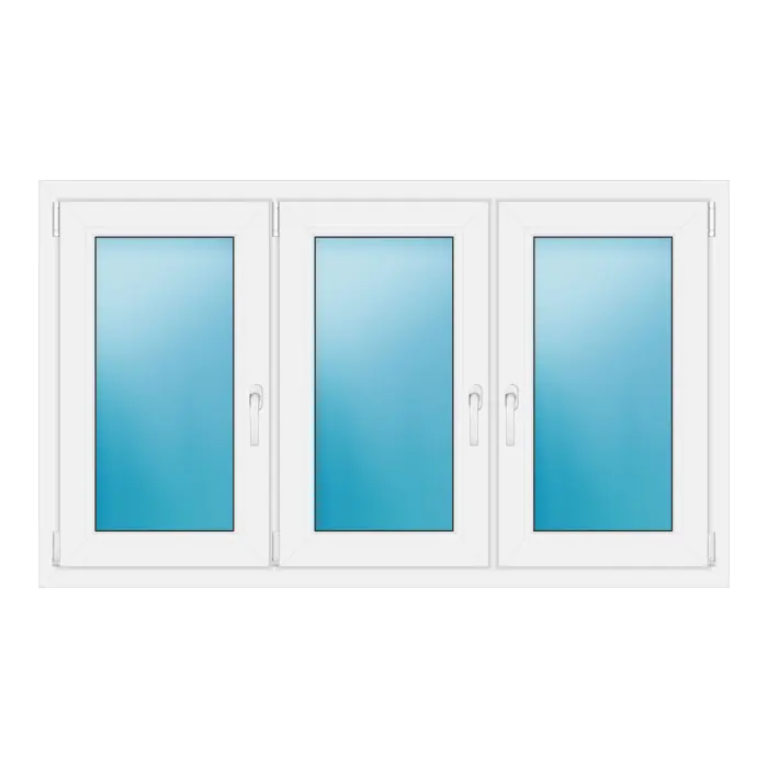 Dreiflügeliges Kunststofffenster 156x92 cm Weiß