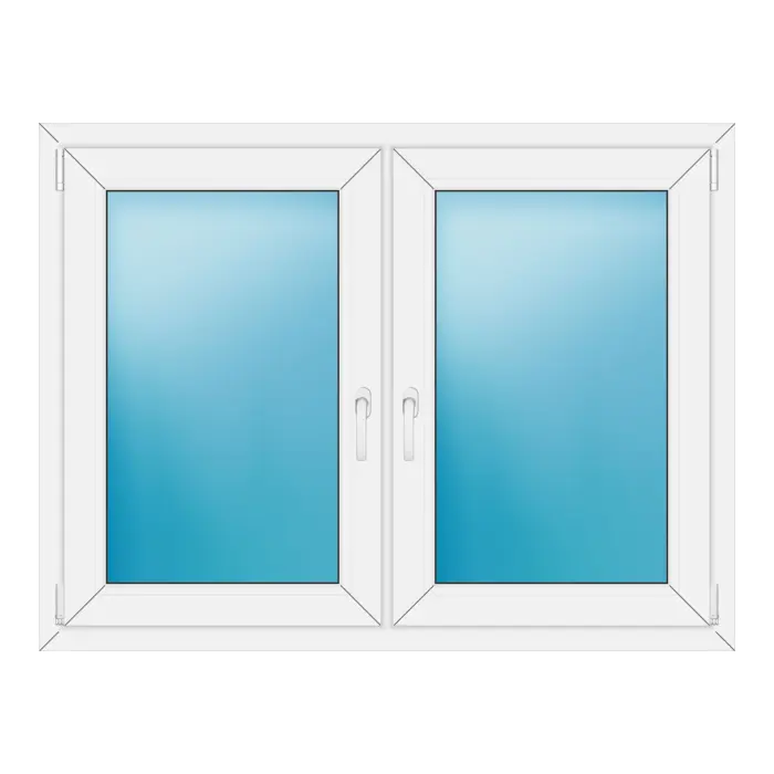 Zweiflügeliges Kunststofffenster 132x100 cm Weiß
