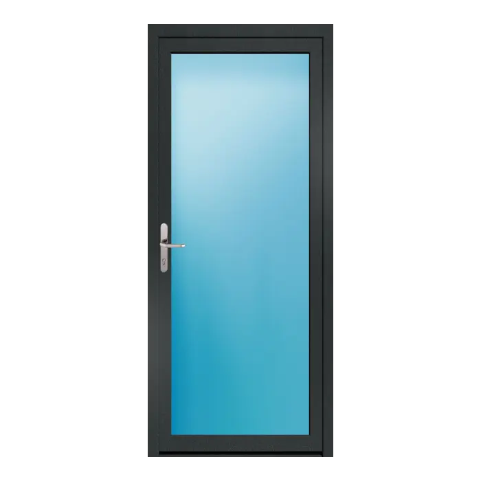 Nebeneingangstür 90x210 cm Vollglas Anthrazit genarbt
