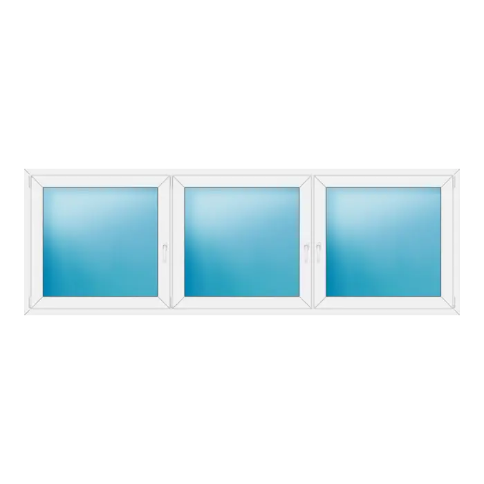 Dreiflügeliges Kunststofffenster 298x100 cm Weiß