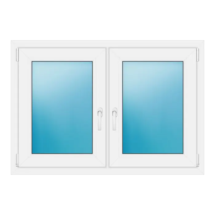 Zweiflügeliges Kunststofffenster 118x82 cm Braun genarbt