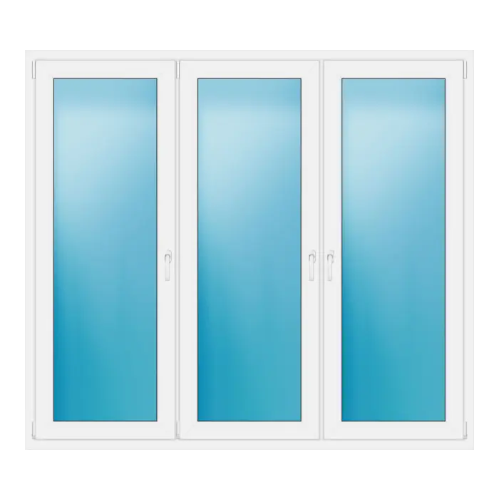 Dreiflügeliges Kunststofffenster 202x180 cm Weiß