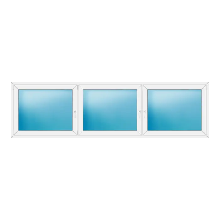 Dreiflügeliges Kunststofffenster 340x96 cm Weiß