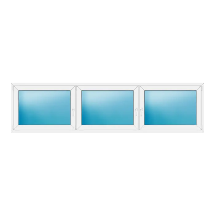 Dreiflügeliges Kunststofffenster 318x82 cm Weiß
