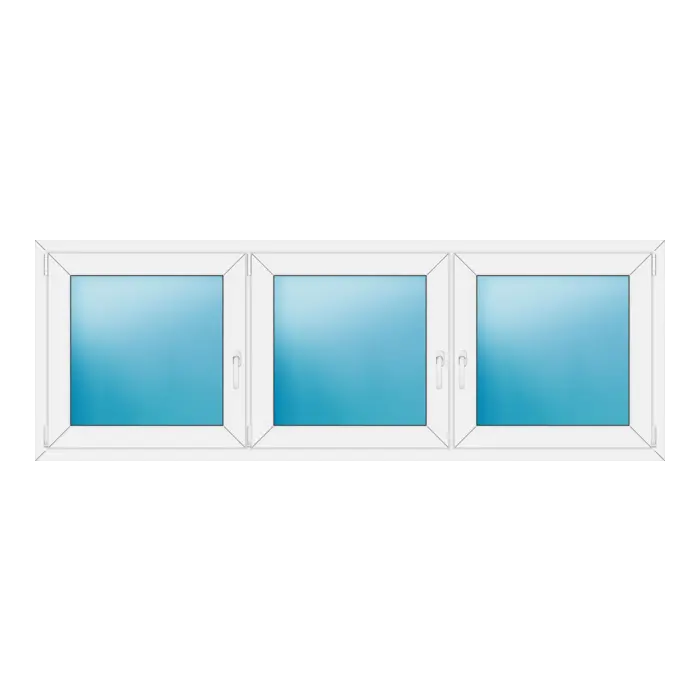 Dreiflügeliges Kunststofffenster 228x80 cm Weiß
