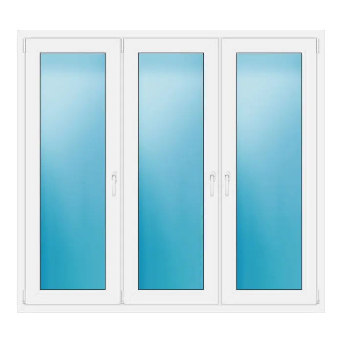 Dreiflügeliges Kunststofffenster 172x158 cm Weiß