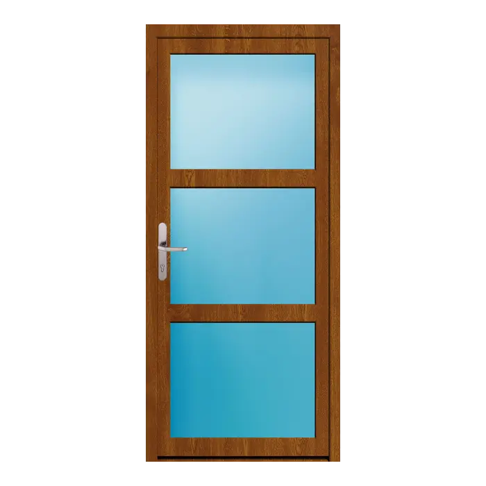 Nebeneingangstür 80x180 cm 3-teilig Glas Golden Oak genarbt