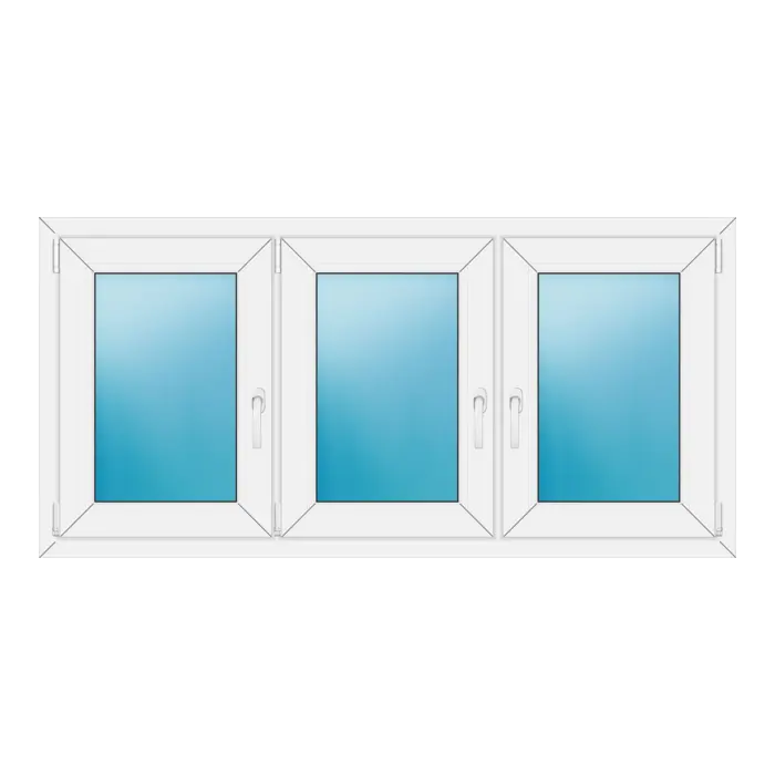 Dreiflügeliges Kunststofffenster 160x78 cm Weiß