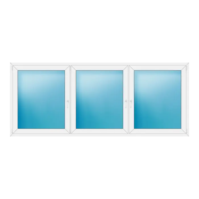 Dreiflügeliges Kunststofffenster 296x122 cm Weiß