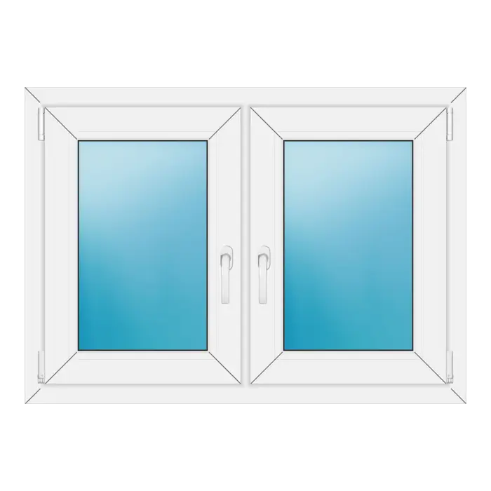 Zweiflügeliges Kunststofffenster 106x76 cm Weiß