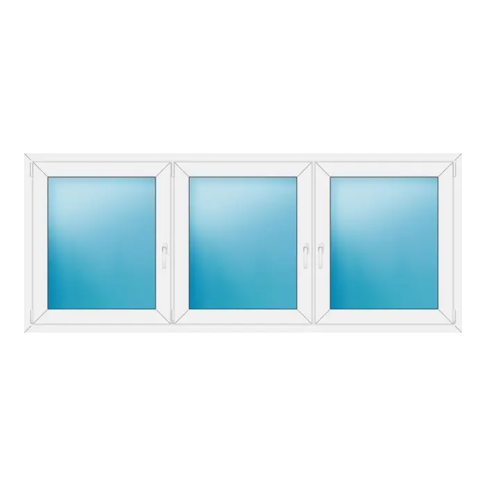 Dreiflügeliges Kunststofffenster 240x98 cm Weiß