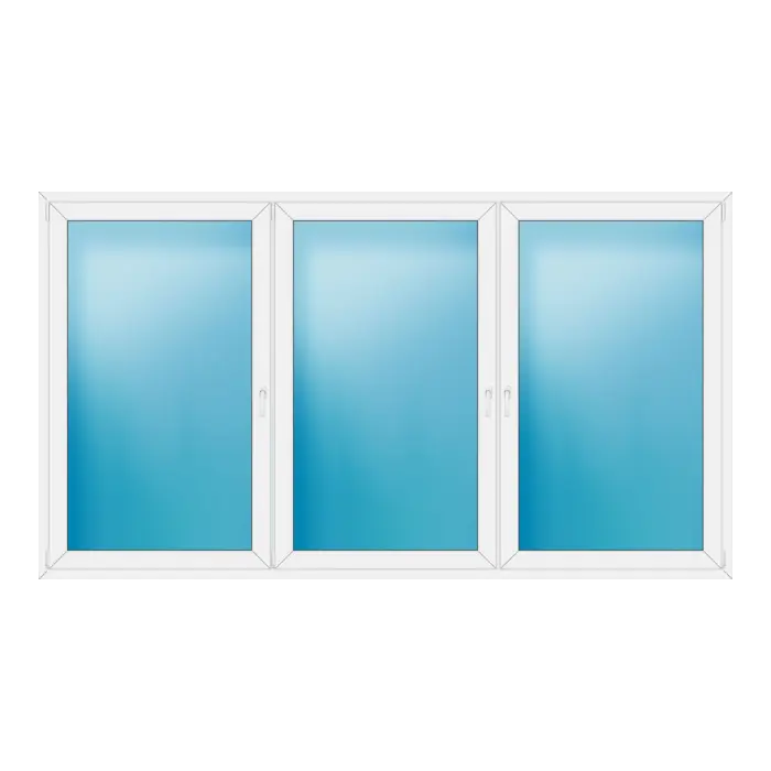 Dreiflügeliges Kunststofffenster 308x172 cm Weiß
